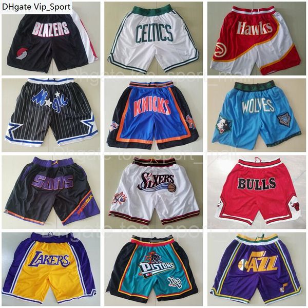 

team basketball just don shorts sport short hip pop pants with pocket zipper sweatpants blue white black red purple mans stitch good