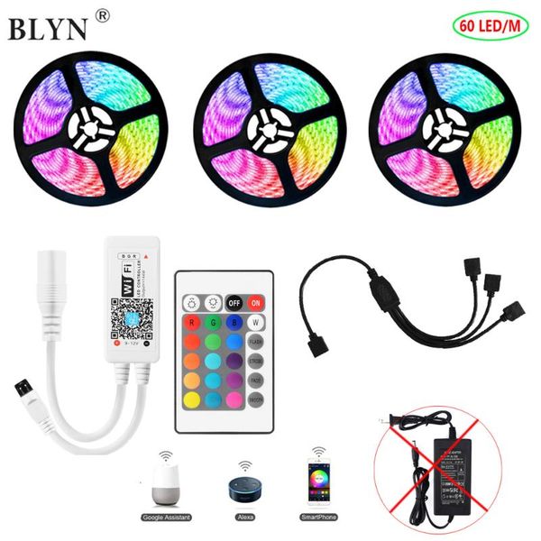 

strips led wifi strip 15m 10m rgb tira 60led/m smart phone alexa google home wireless control with rf ir remote ceiling light