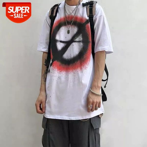 

short sleeve tshirt women men t shirt inkjet graffiti oversize harajuku style hip-hop bottoming shirt vintage for women #nf2c, White