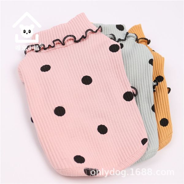 

weichong town's pet cloth in autumn and winter pure pit strip printing, far wave edge backing dog inside