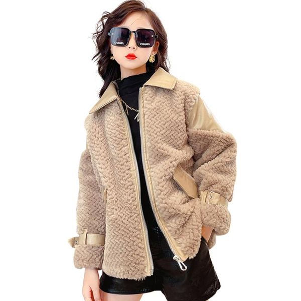 

jackets girls coat outerwear solid color girl fur coats kids casual style winter autumn children's clothes 6 8 10 12 14, Blue;gray