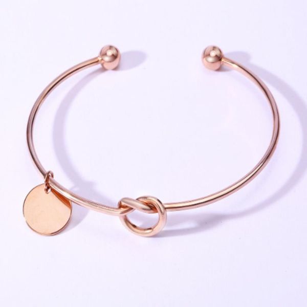 

bangle 2021 trendy simple style stainless steel material knotted open temperament and light luxury bracelet suitable for women, Black