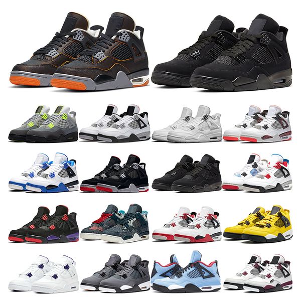 

2020 mens basketball shoes 4s jumpman 4 starfish university blue fired red white cement black cat men trainer sport sneaker outdoor