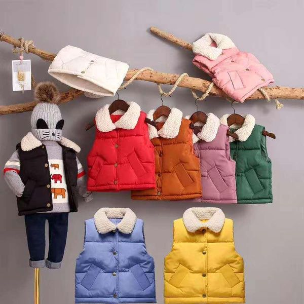 

waistcoat 2021 autumn down cotton children's vest cute personality small and medium boys girls fur collar warm, Camo
