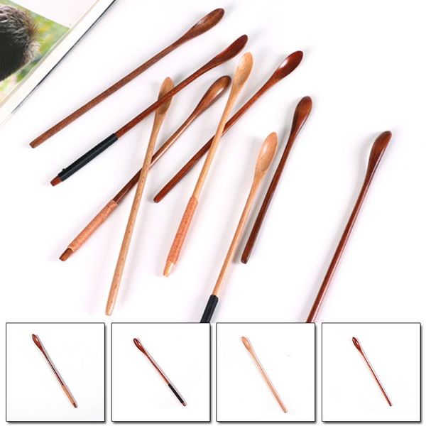 

spoons wooden natural long handle stirring wood for drink dessert honey coffee kids rice soup spoon mixing tableware@#e02