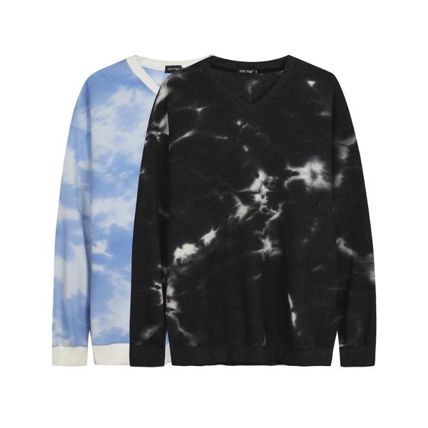 

men's sweaters 2021 men's pullovers letters embroidery streetwear oversized harajuku crew neck knitwear men clothing, White;black