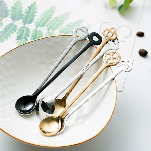 

spoons modern creative tea spoon stainless steel gold kitchen mini drink mixing coffee cuillere a cafe accessories ei50cc