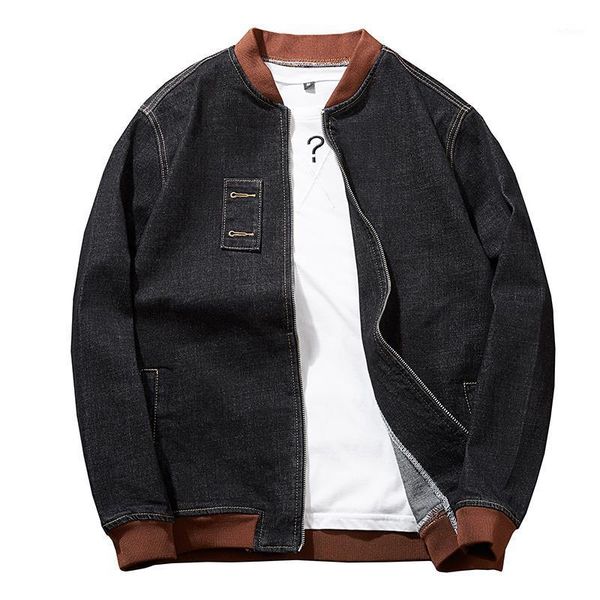 

men's jackets plus size 8xl 7xl fashion hooded casual cotton coats autumn winter preppy style slim fit fake two pieces denim jacket men, Black;brown