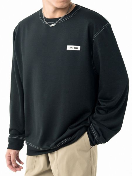 

men patch detail stitching sweatshirt v2me#, Black