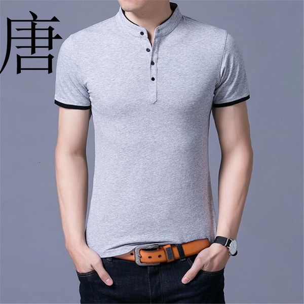 

tang cool 2021 summer new fashion brand clothing tshirt solid color slim fit short sleeve t shirt men asia 4xl lek2, White