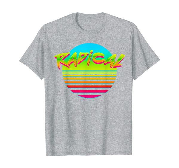 

radical sun retro 80s 90s vintage outrun t-shirt, White;black