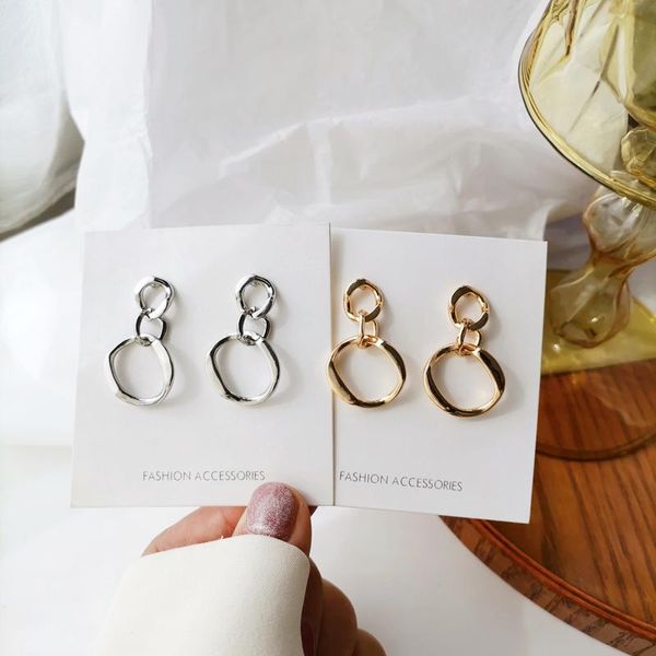 

dangle & chandelier geometric round pendant earrings punk style stud earrings330, Silver