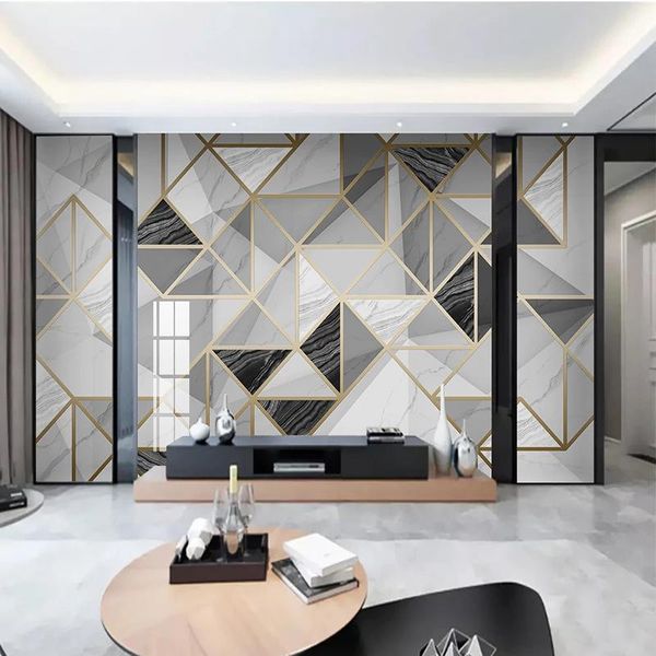 

custom p wallpaper geometric marble jazz white modern mural living room tv sofa home decoration background 3d art wall cloth