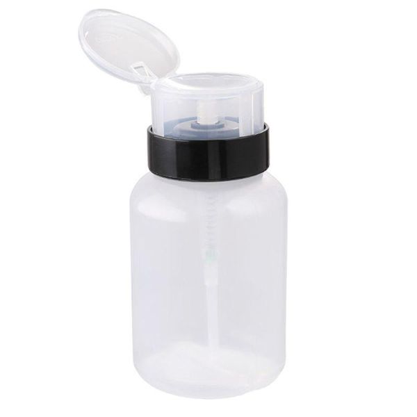 

200ml clear push down refillable empty bottle lockable press pump dispenser for nail polish makeup remover container