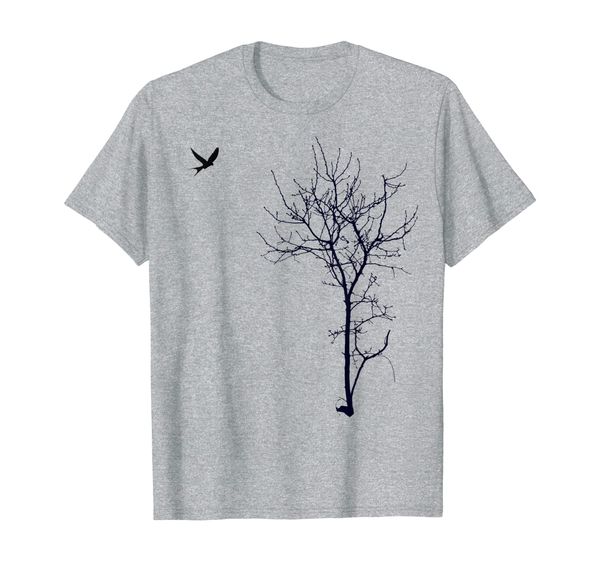

"Tree and bird" T-shirt Nature black graphic tee, Mainly pictures