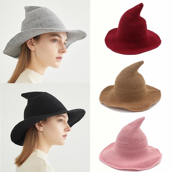 

other event & party supplies elegant halloween witch hat men and women knitting autumn winter bucket hats wool knit caps foldable solid poin