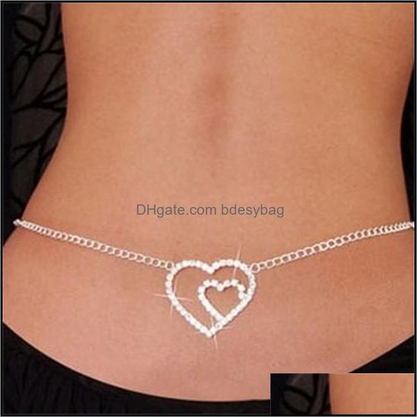 

belly chains body jewelry gorgeous wedding chain sier tone heart butterfly rhinestone waist dance gifts bridal drop delivery 2021 eoigt, Silver