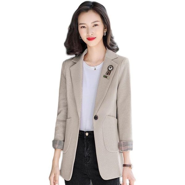 

casual single button women fall winter blazer jacket female outerwear fashion apricot pink black ladies coat 2021, White;black