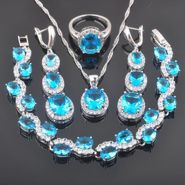 

earrings & necklace silver color jewelry set for women earring ring pendant romantic bohemian summer style bridal qs0123