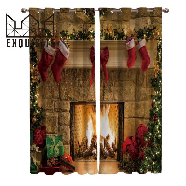 

curtain & drapes merry christmas fireplace window treatments curtains valance bedroom living room kids home decor