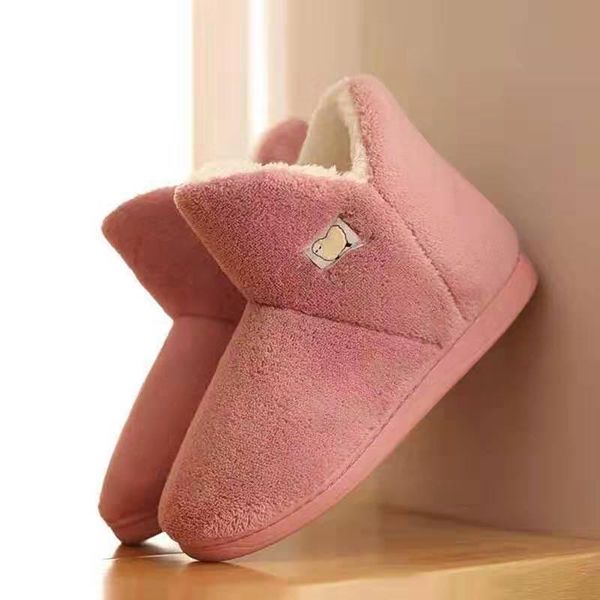 

boots pink women non-slip winter shoes 2021 house plush waterproof anti dirty warm fur, Black