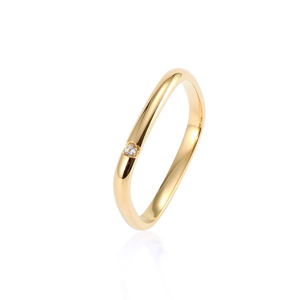 

women's ring 18k gold zircon titanium steel simple geometry plain ring net red fashion jewelry, Silver