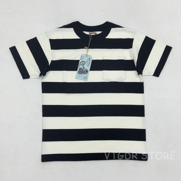 

men's t-shirts dong mens bob 5cm stripes pocket tee shirt 330g motorcycle rider prison, White;black