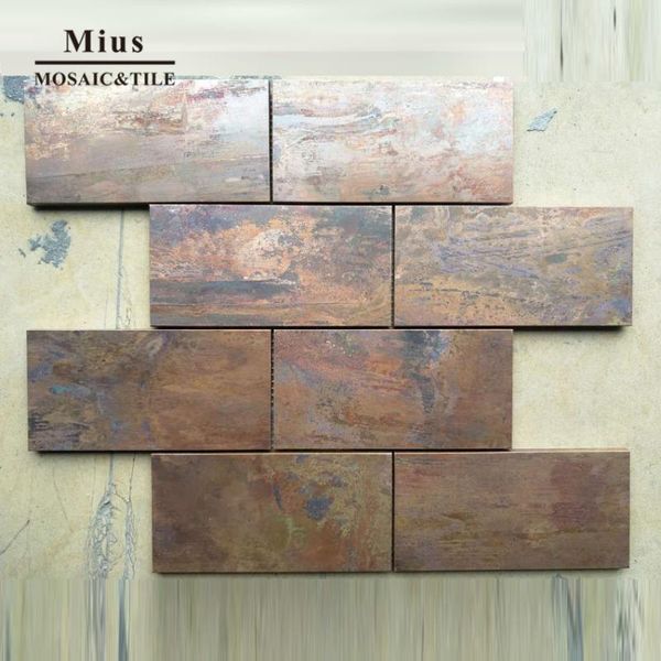 

wallpapers 3x6inch (75x150mm) wall tile decoration copper mosaic tiles for fireplace background ktv bar