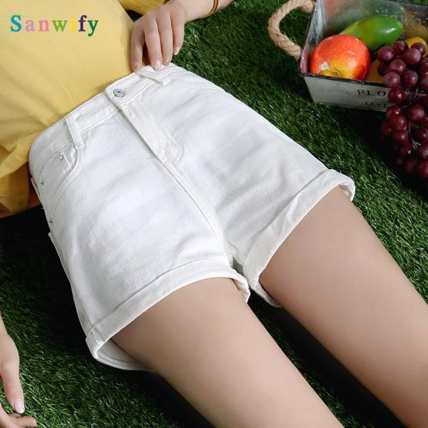 

plus size summer high waist denim shorts women vintage short shorts streetwear spring autumn, White;black