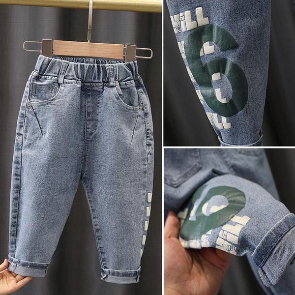 

jeans brand boys pants spring autumn kids clothing baby girls casual cotton 2-6y toddler cargo size: 90-130, Blue