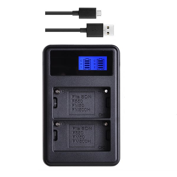 

lcd dual slots usb charger for sony np-f550 npf550 np-fm50 np-fm70 np-fm500h np-f570 battery np-f550 np-750 camera