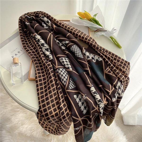 

scarves mc3 women scarf fashion print cotton lattice warm hijabs lady foulard bandana plaid, Blue;gray