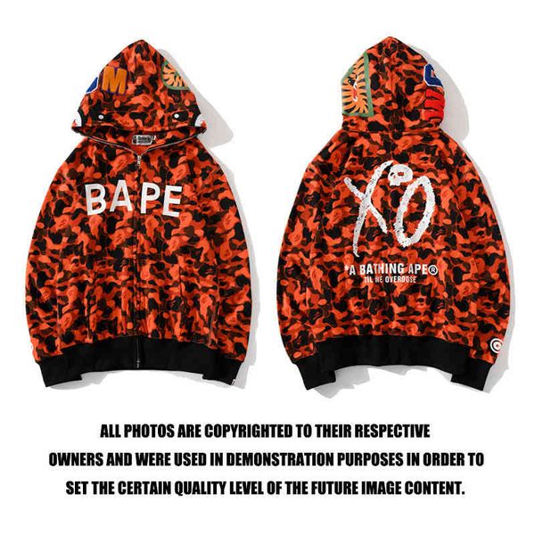 

2020xo co branded camouflage red cardigan zipper hooded sweater, Black