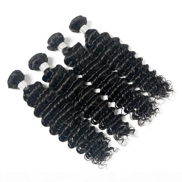 

lucky queen grade 8a brazilian deep wave human hair bundles 100% unprocessed brazilian deep wave 3 bundles brazilian human hair weaves, Black