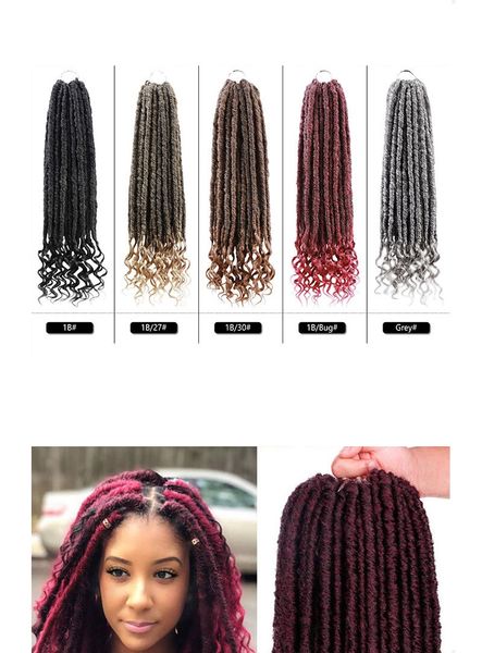 Cabelo Africano Trança Africana Cor Curly Curly Craids 16 20 polegadas Crochet Dreadlocks Extensões Wave Penteado Black Brown Borgonha Borgonha Loira