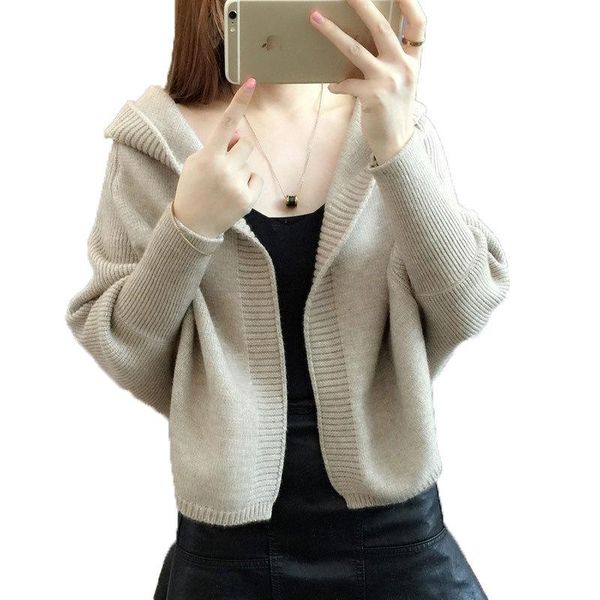 

women's sweaters spring fashion short small coat casual knit sweater 2021 cloak style bat sleeve cardigan harajuku hooded, White;black