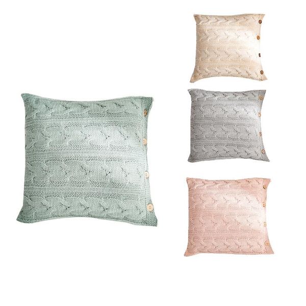 

pillow case cotton woven cushion cover retro wool hug button pillowcase without core soft outfit with