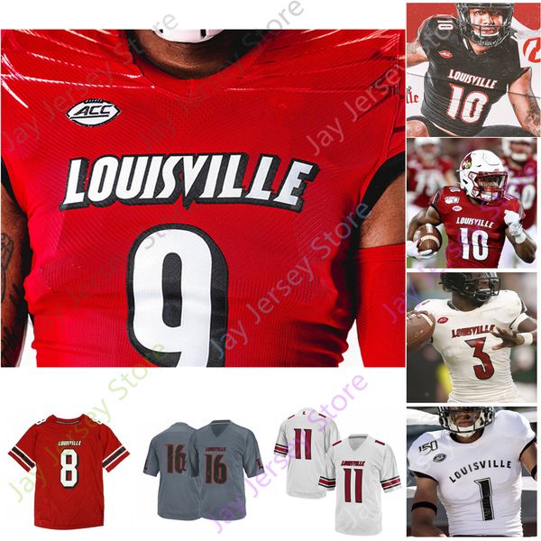 

2021 custom louisville football jersey ncaa college braden smith lamar jackson johnny unitas micale cunningham javian hawkins tutu atwell, Black;red