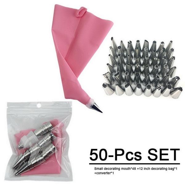 

8/14/26/50pcs silicone pastry bag tips kitchen diy cake icing piping cream nozzle cake decorating tools reusable pastry bags set