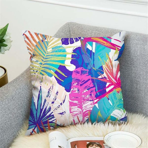 

cushion/decorative pillow cushion cover summer tropical plants flamingo decorative pillowcase green leaves throw case