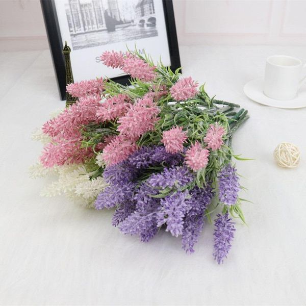 

7 heads/bouquet plastic flower romantic provence 3 colors artificial flower lavender home decoration wedding party garden decor