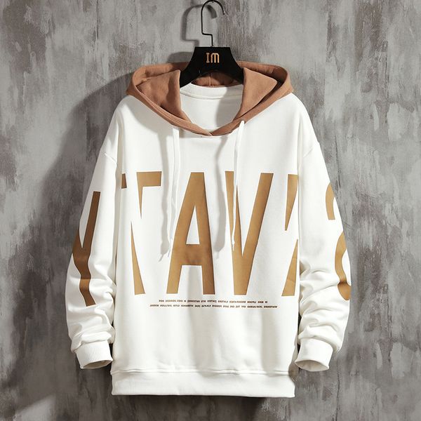 

men's 2021 hooded sweater trend spring and autumn loose casual coat, Black