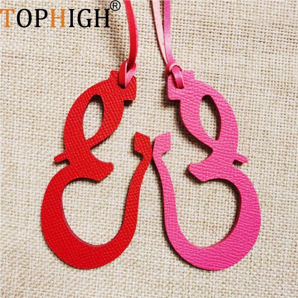 

bag parts & accessories ly customer original design genuine leather character alphabet arabic letter keychain backpack pendant ladies women, Black