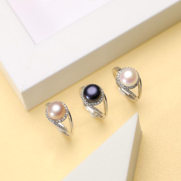 

cluster rings lina jw natural freshwater pearl jewelry for women gift 9mm vintage party/wedding accessories anillos mujer, Golden;silver