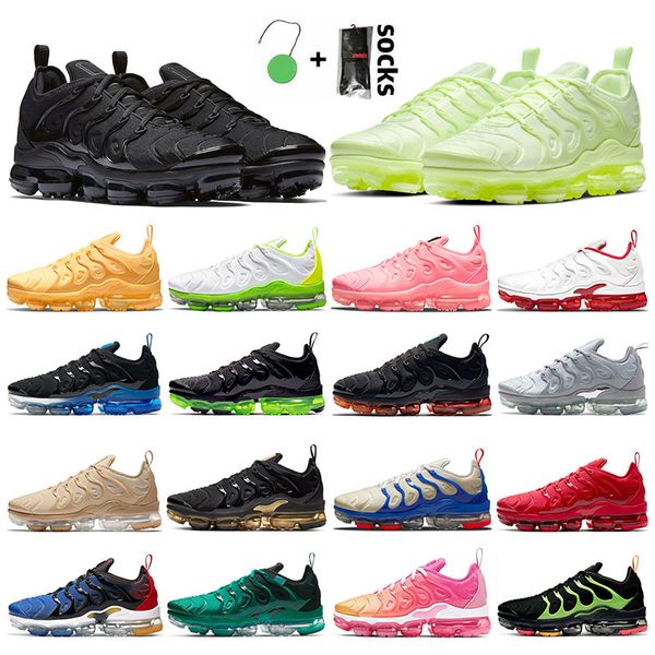

men women running shoes plus tn triple black white orange barely volt bubblegum metallic gold midnight navy mens trainers outdoor sports sne, White;red