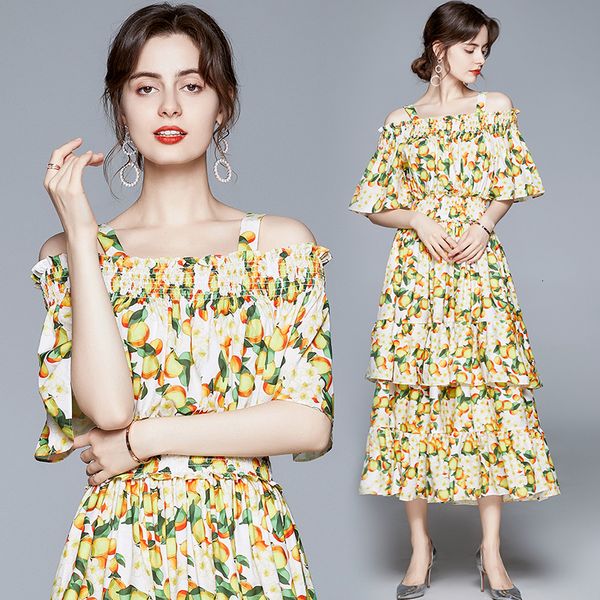 

2021 new merchall fashion runway summer women slash neck elastic waist print vintage elegant long vestidos bqj7, Black;gray