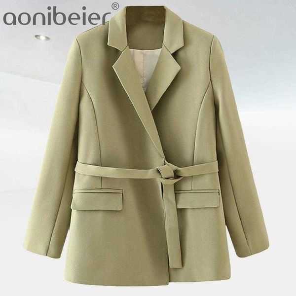 

women fashion with belt loose blazer coat vintage jacket long sleeve pockets female outerwear chic urban outfits 210604, White;black