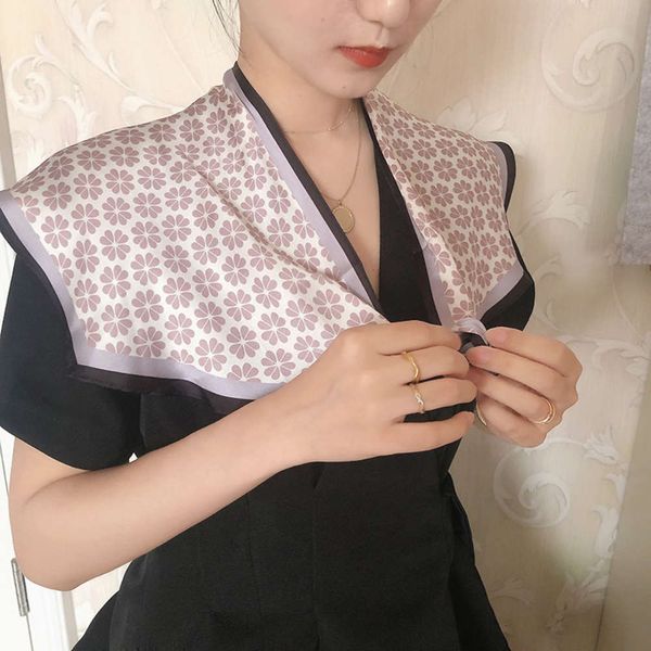 

summer new style imitation small sun proof silk scarf, neck protection shawl, elegant lady, versatile thin scarf, Blue;black