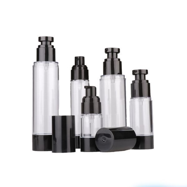 Luxo Cuidados com a pele 30ml Vácuo Airless Bomba Cosmética Garrafa de Spray 15 ml 100ml 120ml Preto