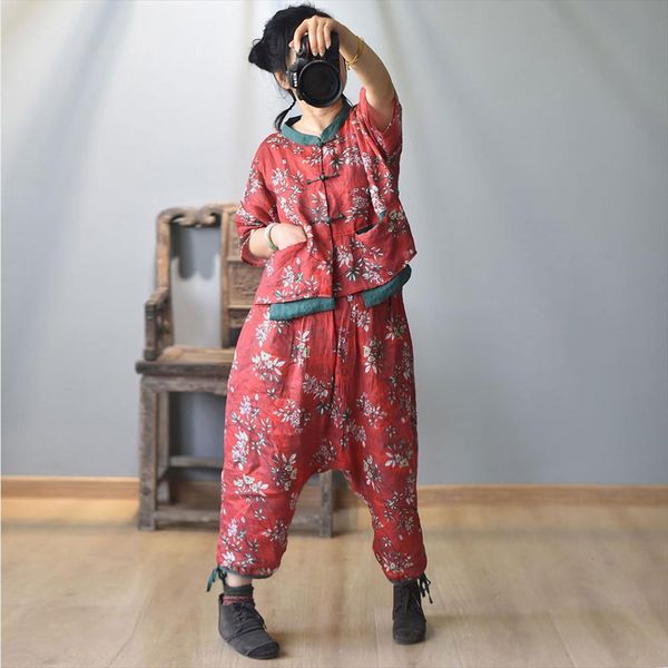 

loose linen printed womens pants elastic waist harem print trousers summer flax, Black;white